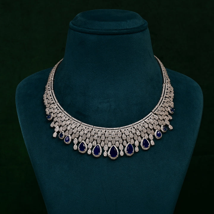 CZ Sapphire Necklace Set