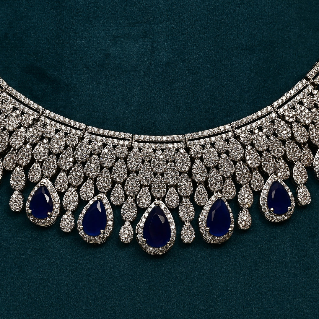 CZ Sapphire Necklace Set