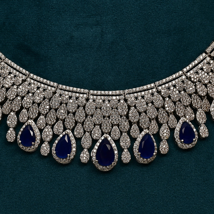 CZ Sapphire Necklace Set
