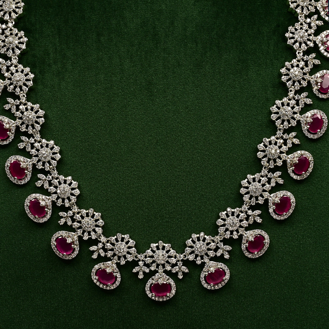 CZ Ruby Necklace Set