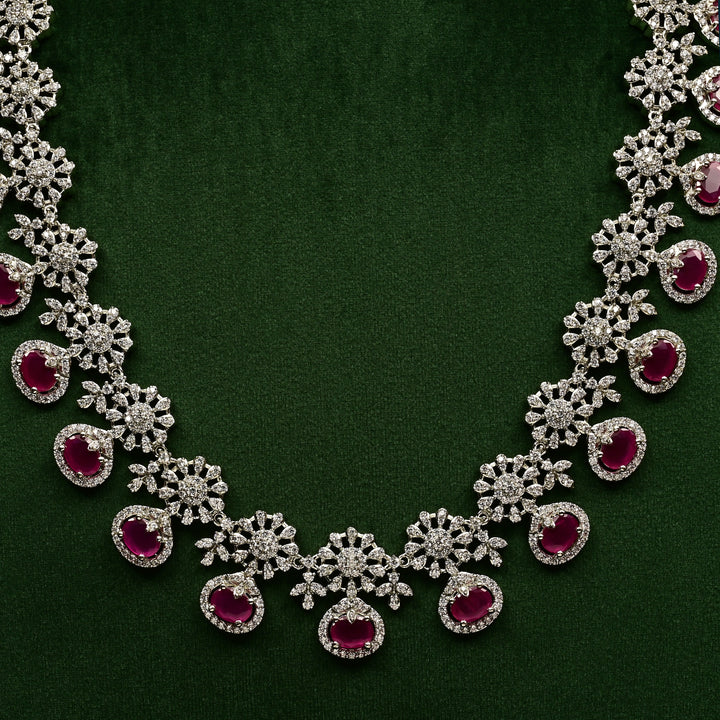 CZ Ruby Necklace Set