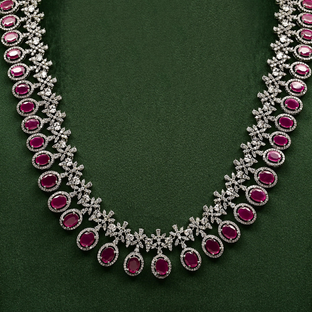 CZ Ruby Necklace Set