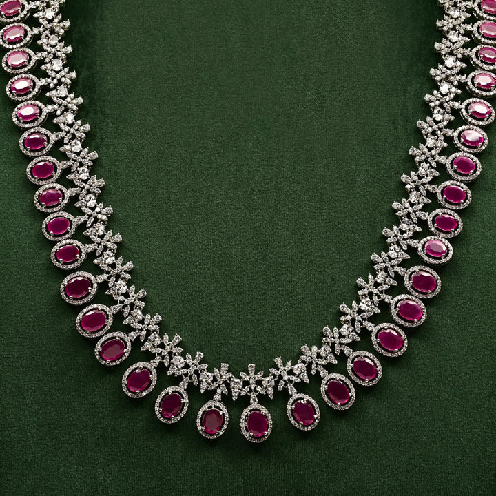 CZ Ruby Necklace Set