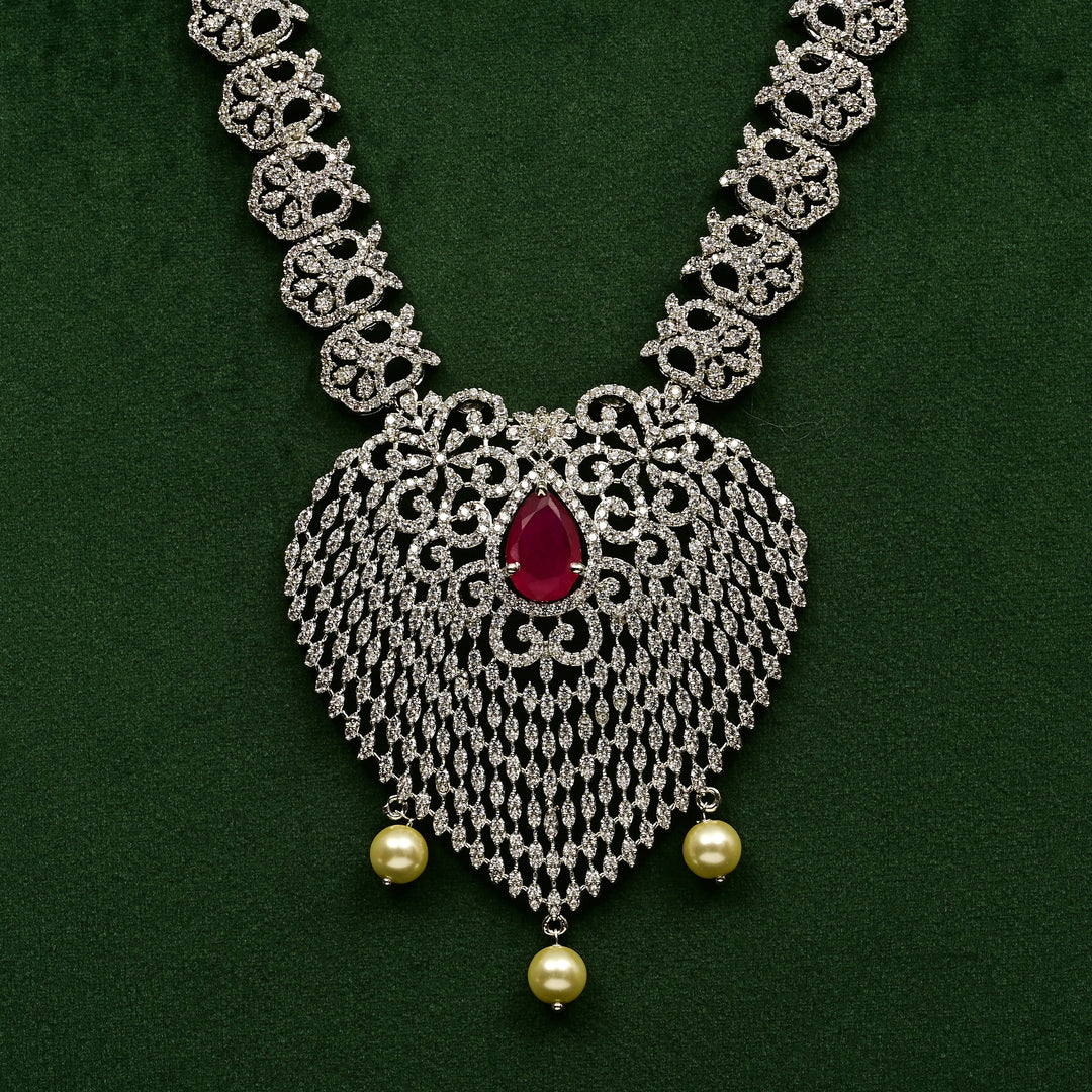 CZ Ruby Necklace Set