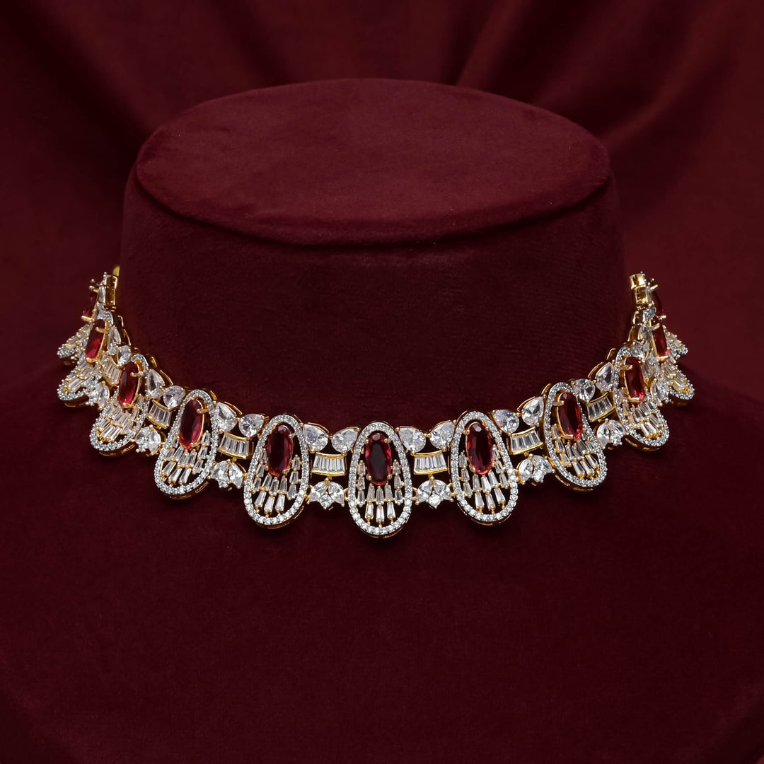CZ Ruby Choker Set