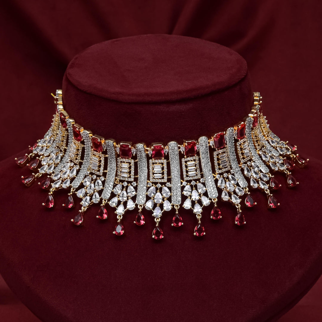 CZ Ruby Choker Set