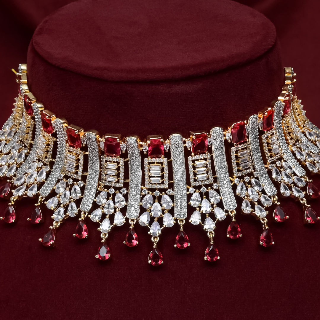 CZ Ruby Choker Set