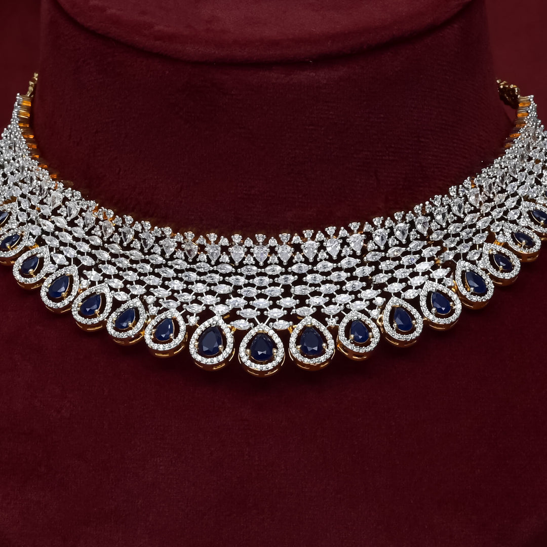 CZ Sapphire Choker Set