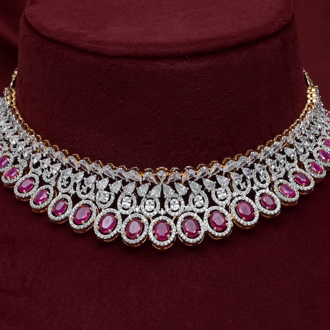 CZ Ruby Choker Set