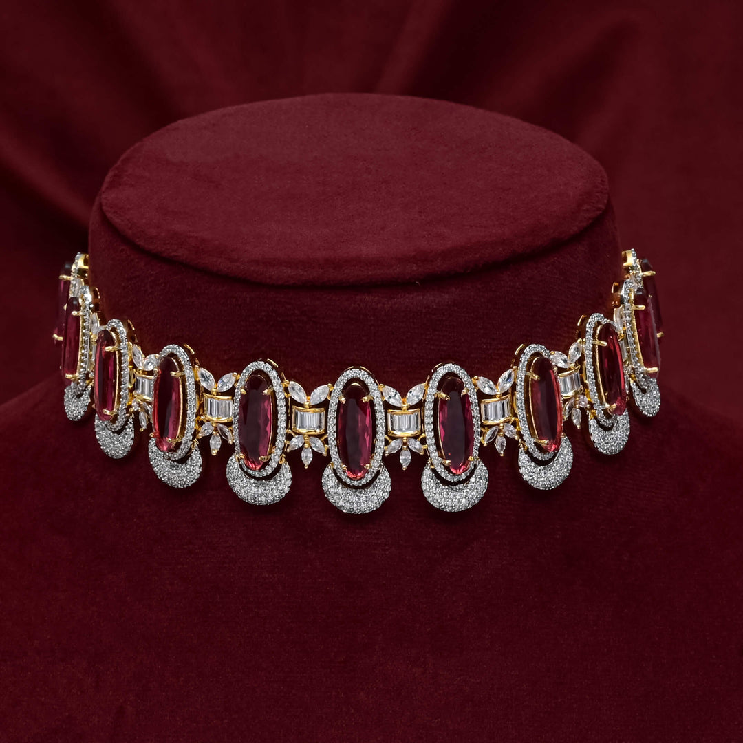 CZ Ruby Choker Set