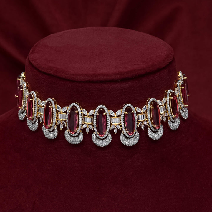 CZ Ruby Choker Set