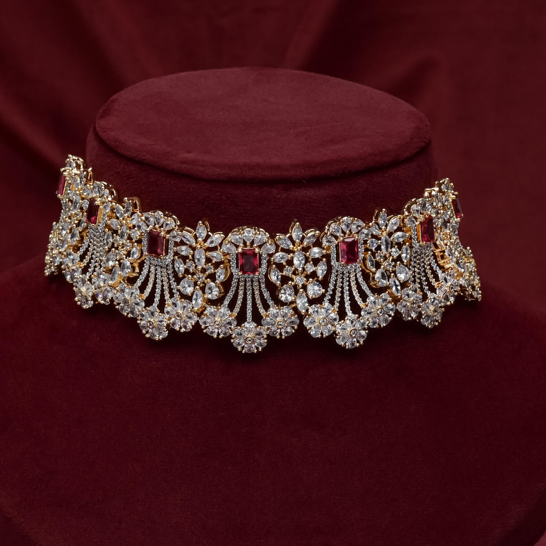 CZ Ruby Choker Set
