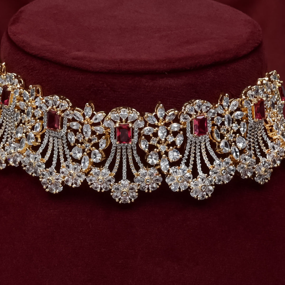 CZ Ruby Choker Set