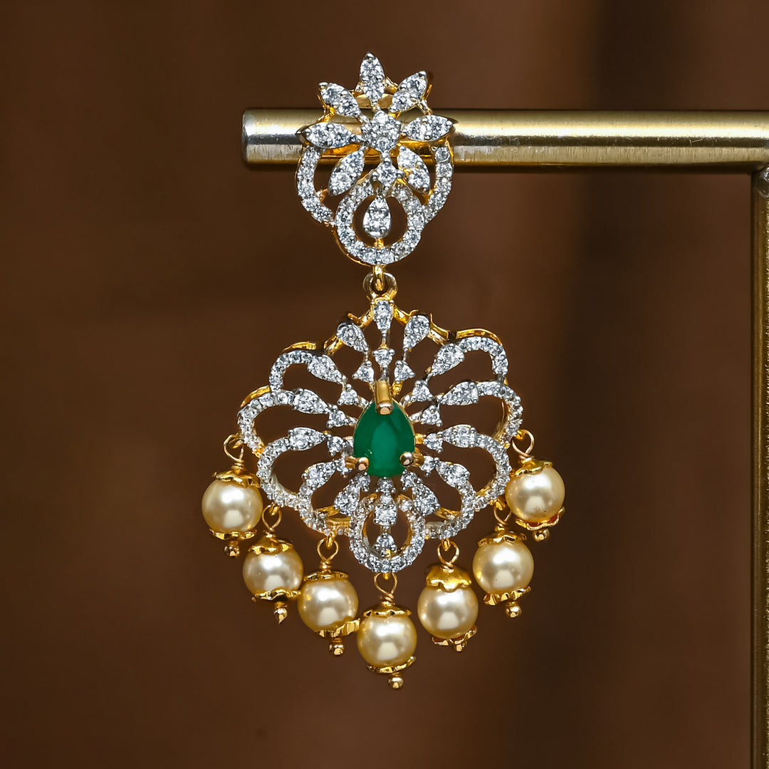 CZ Silver Emerald Earrings