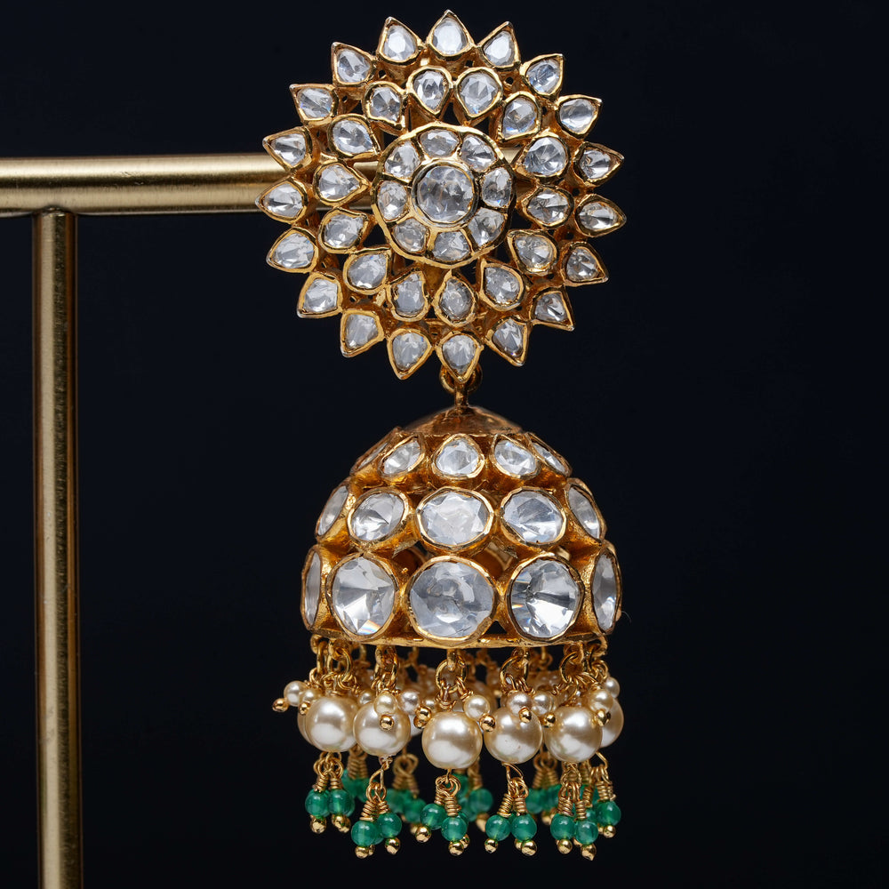 Premium 92.5 silver moissanite jhumka earrings with pearl drops, antique finish, and intricate handcrafted detailing by Sri Fine Jewellery, Hyderabad
(https://www.srifinejewellery.com)
