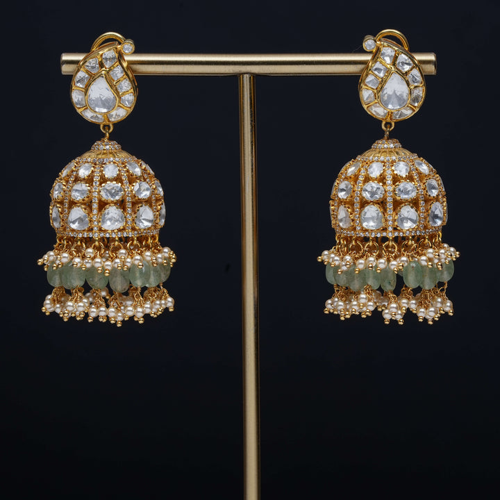 Premium 92.5 silver moissanite jhumka earrings with pearl drops, antique finish, and intricate handcrafted detailing by Sri Fine Jewellery, Hyderabad
(https://www.srifinejewellery.com)