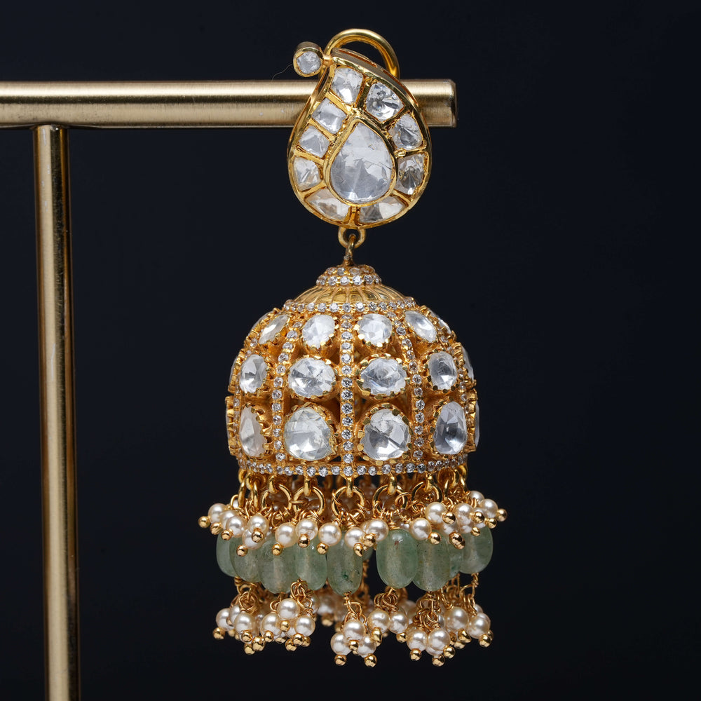 Premium 92.5 silver moissanite jhumka earrings with pearl drops, antique finish, and intricate handcrafted detailing by Sri Fine Jewellery, Hyderabad
(https://www.srifinejewellery.com)