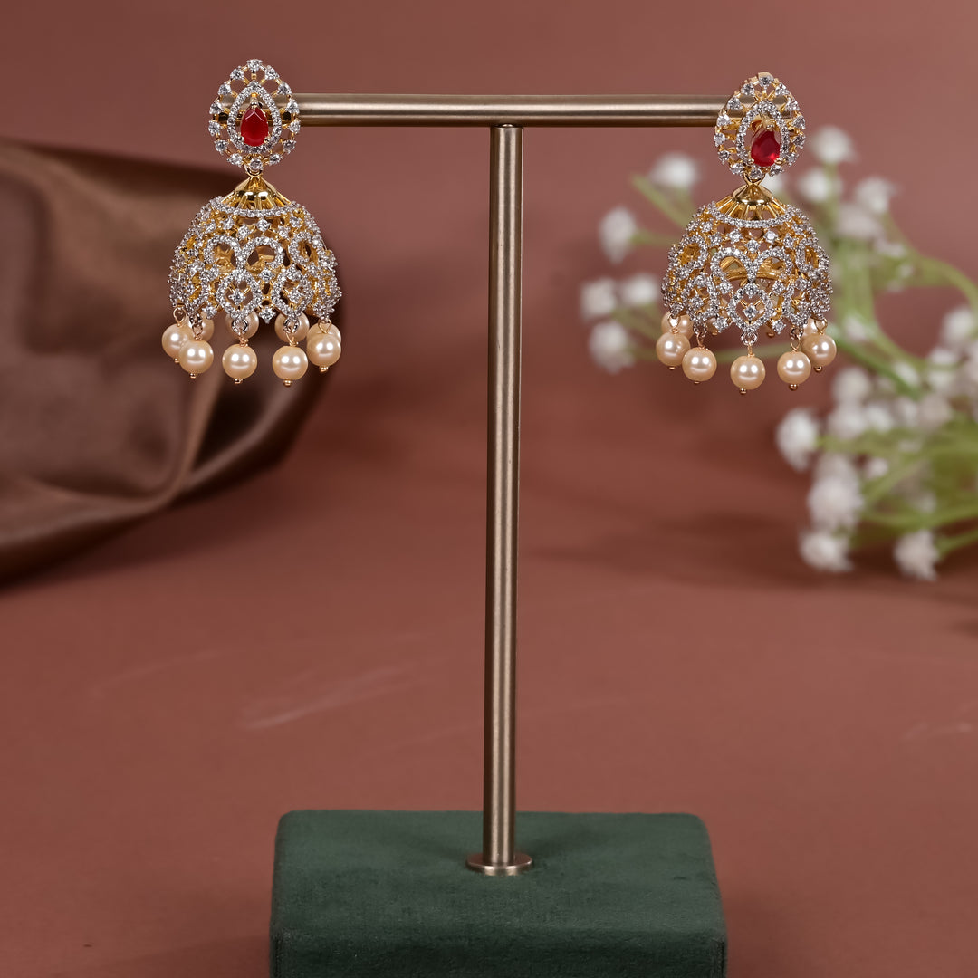 Hriday collection of 92.5 silver jhumka earrings with CZ stones, intricate  design for bridal and festive wear by Sri fine jewellery, Hyderabad.
(https://www.srifinejewellery.com)