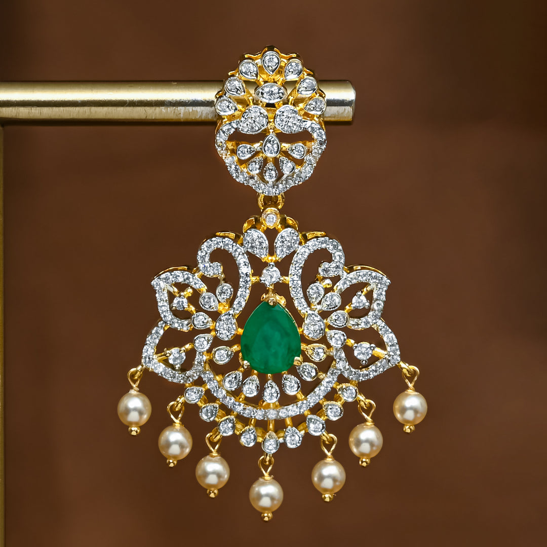 CZ Silver Emerald Earrings