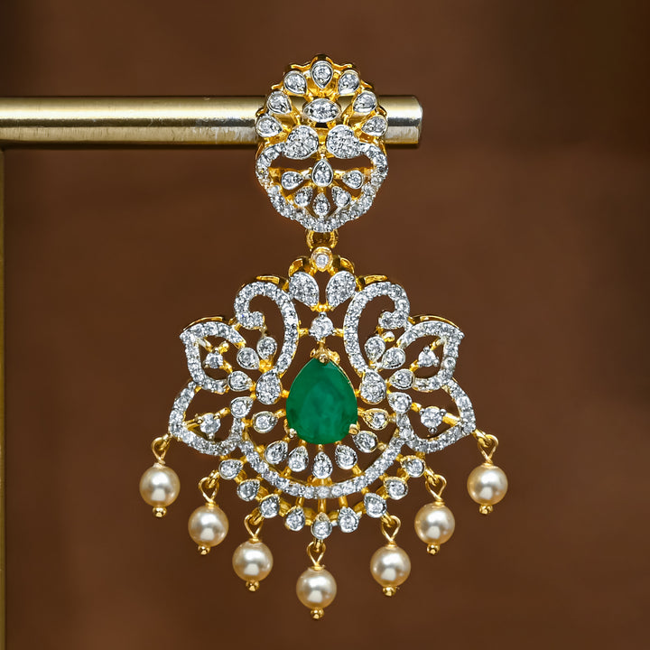 CZ Silver Emerald Earrings