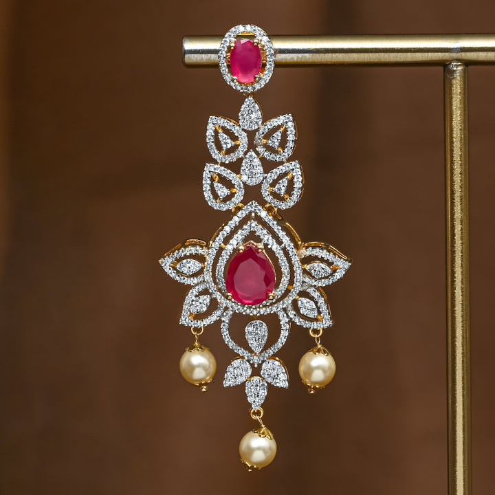 CZ Silver Ruby Earrings
