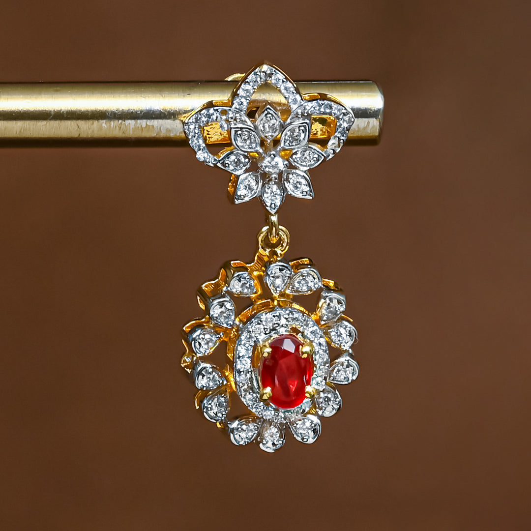 CZ Silver Ruby Earrings