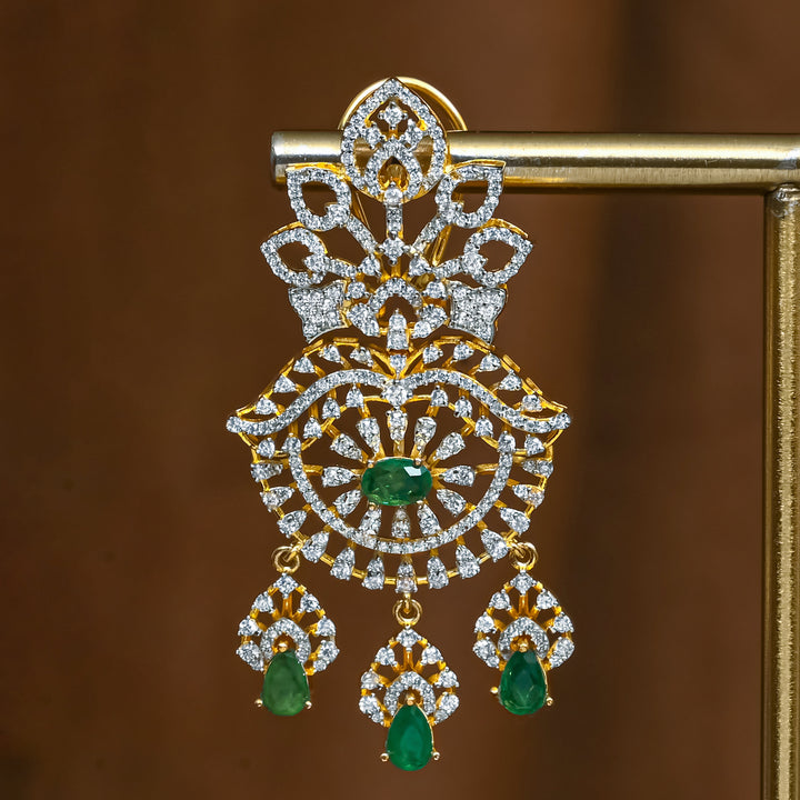 CZ Silver Emerald Earrings