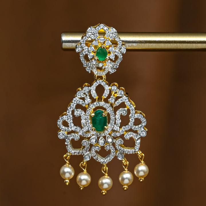 CZ Silver Emerald Earrings