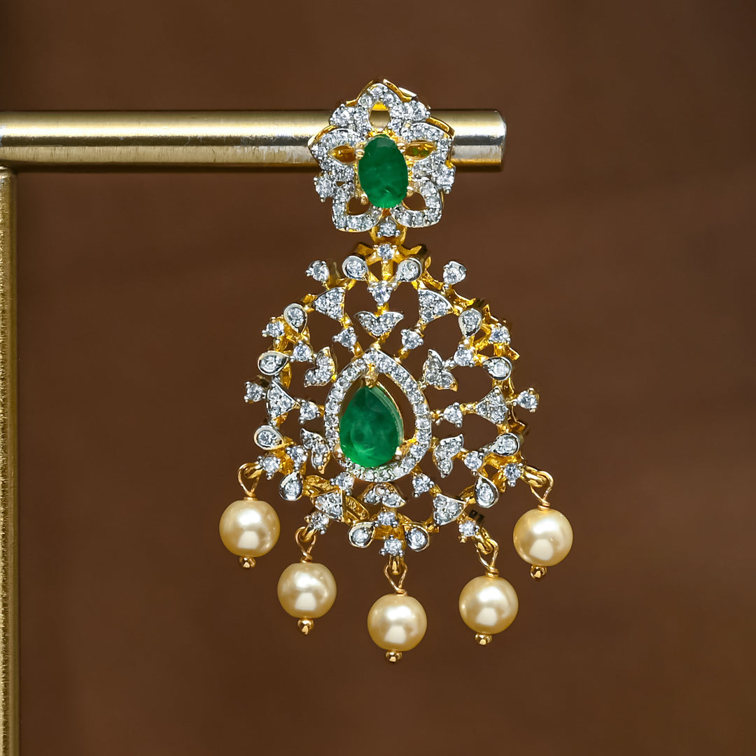 CZ Silver Emerald Earrings
