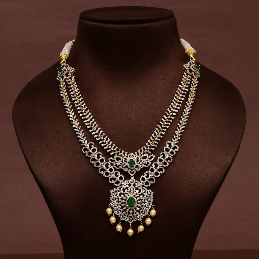 Hriday collection of 92.5 silver short necklace with CZ stones, intricate  design for bridal and festive wear by Sri fine jewellery, Hyderabad.
(https://www.srifinejewellery.com)