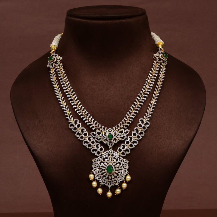 Hriday collection of 92.5 silver short necklace with CZ stones, intricate  design for bridal and festive wear by Sri fine jewellery, Hyderabad.
(https://www.srifinejewellery.com)