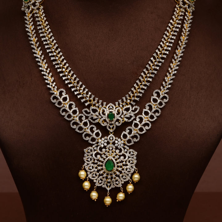 Hriday collection of 92.5 silver short necklace with CZ stones, intricate  design for bridal and festive wear by Sri fine jewellery, Hyderabad.
(https://www.srifinejewellery.com)