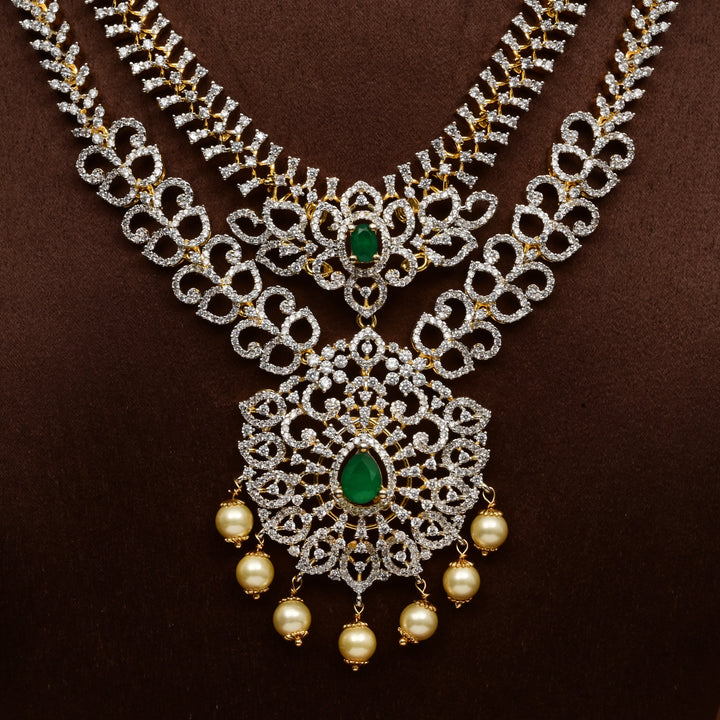 Hriday collection of 92.5 silver short necklace with CZ stones, intricate  design for bridal and festive wear by Sri fine jewellery, Hyderabad.
(https://www.srifinejewellery.com)