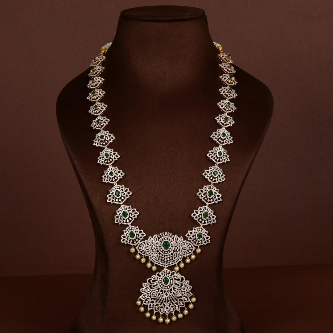 Hriday luxury choker in 92.5 silver with emerald stones, cz diamonds and elegant bridal craftsmanship by Sri Fine Jewellery, Hyderabad