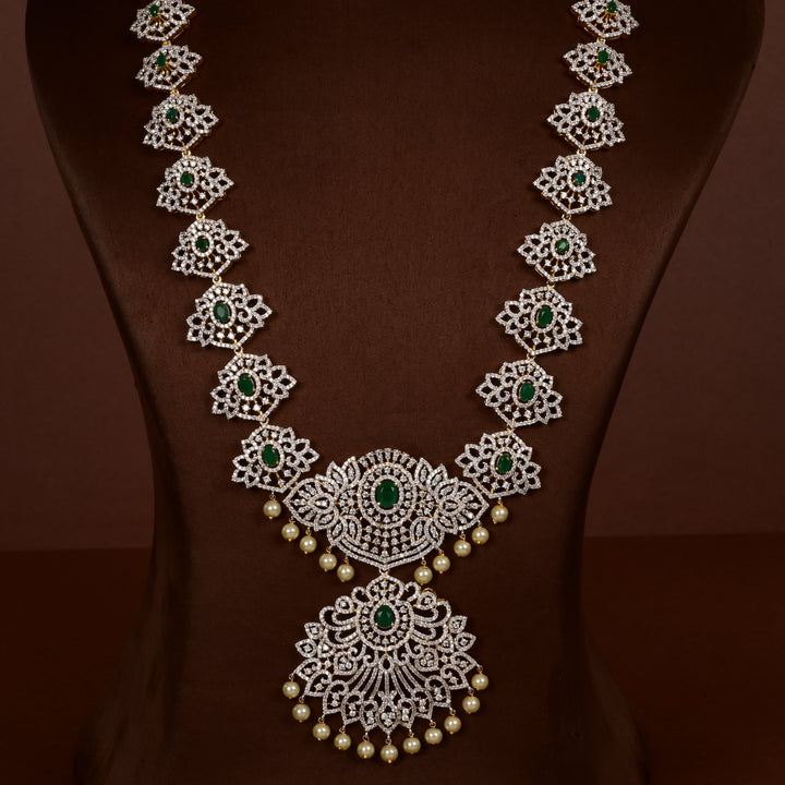 Hriday luxury choker in 92.5 silver with emerald stones, cz diamonds and elegant bridal craftsmanship by Sri Fine Jewellery, Hyderabad