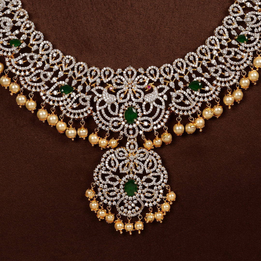 CZ Silver Emerald Necklace