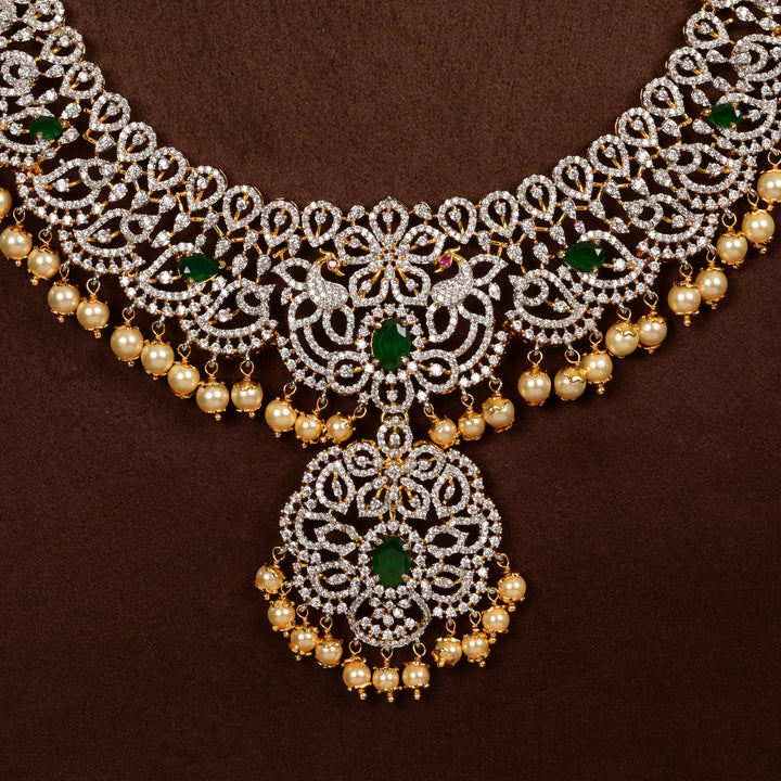 CZ Silver Emerald Necklace