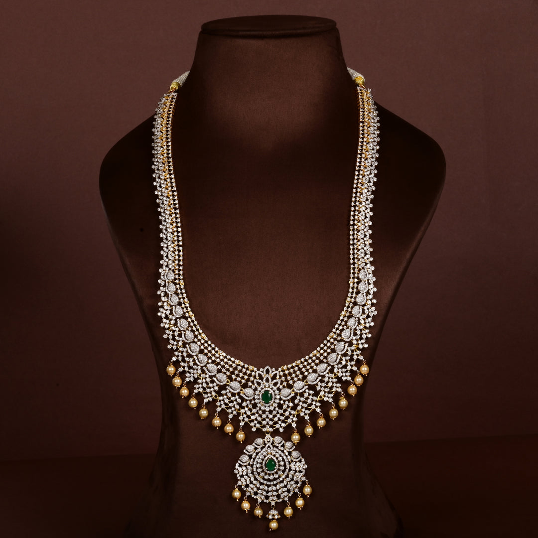 Hriday luxury choker in 92.5 silver with emerald stones, cz diamonds and elegant bridal craftsmanship by Sri Fine Jewellery, Hyderabad