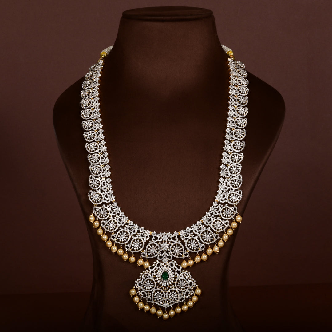 Hriday luxury choker in 92.5 silver with emerald stones, cz diamonds and elegant bridal craftsmanship by Sri Fine Jewellery, Hyderabad