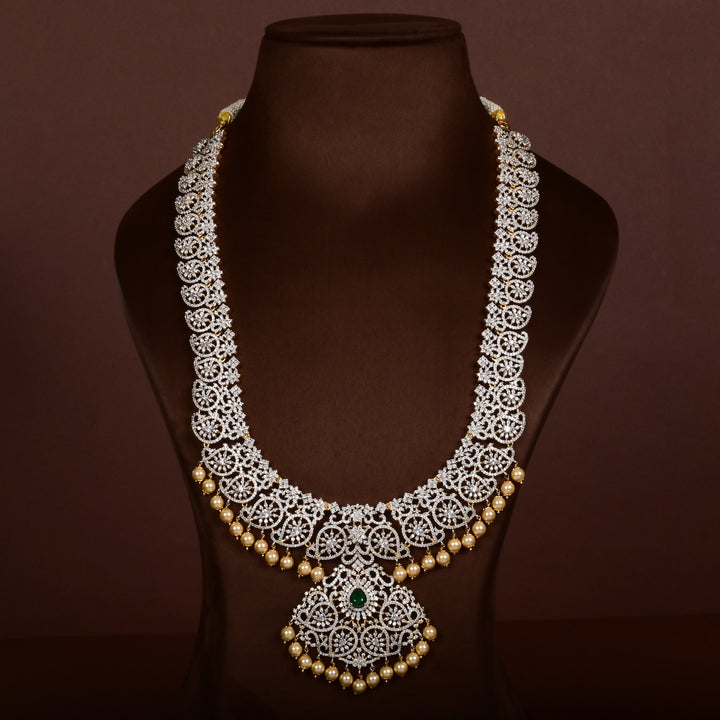 Hriday luxury choker in 92.5 silver with emerald stones, cz diamonds and elegant bridal craftsmanship by Sri Fine Jewellery, Hyderabad
