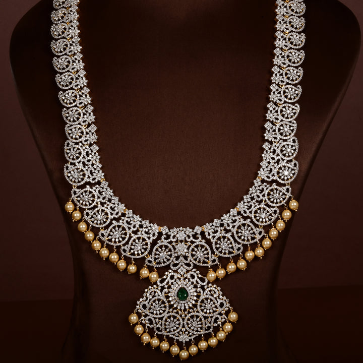 Hriday luxury choker in 92.5 silver with emerald stones, cz diamonds and elegant bridal craftsmanship by Sri Fine Jewellery, Hyderabad