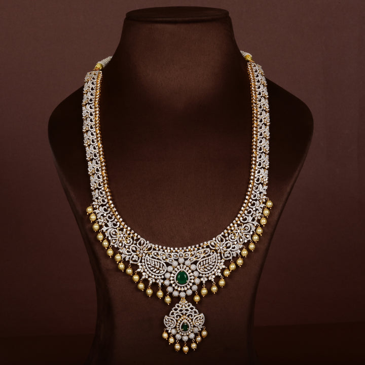 Hriday luxury choker in 92.5 silver with emerald stones, cz diamonds and elegant bridal craftsmanship by Sri Fine Jewellery, Hyderabad