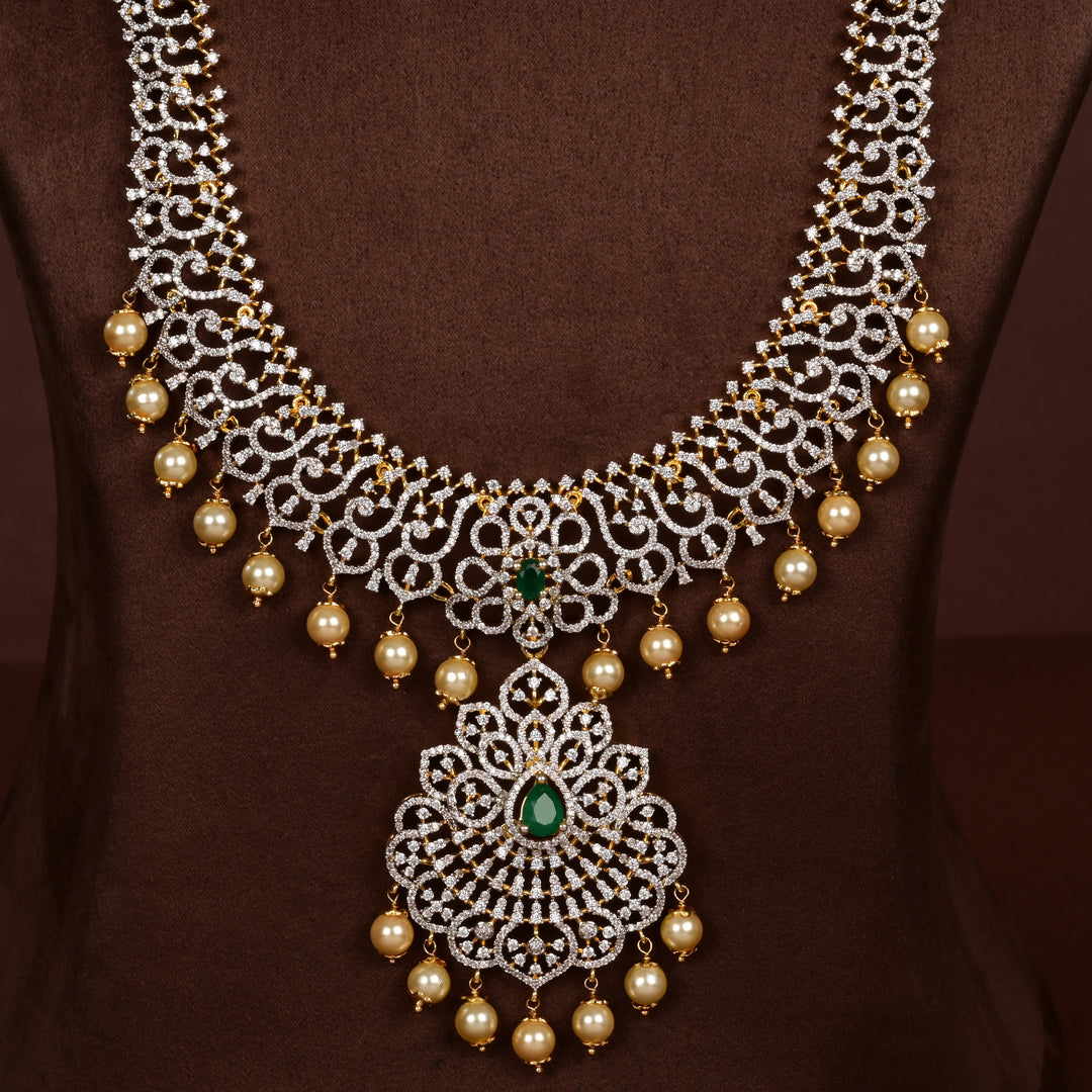 CZ Silver Emerald Necklace
