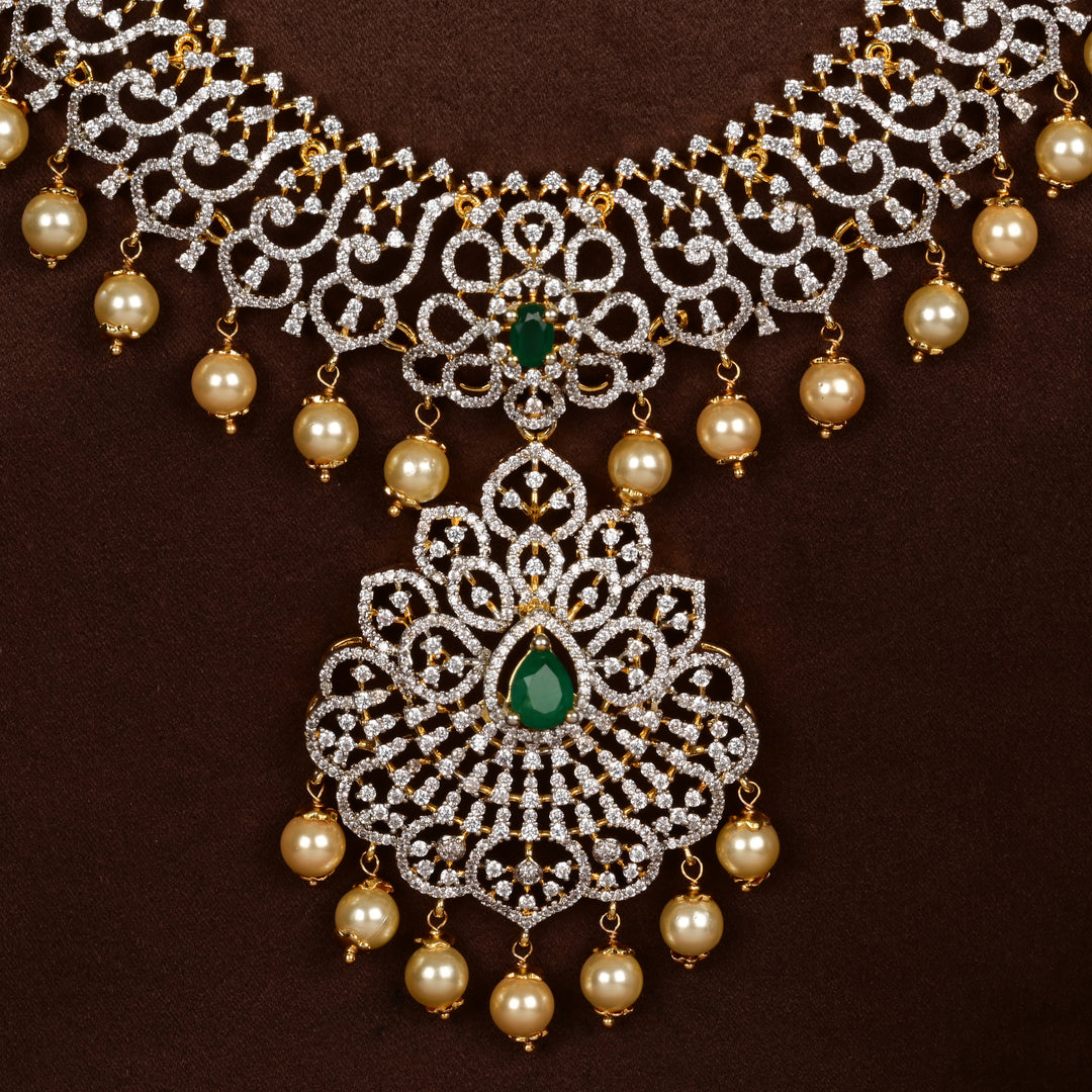 CZ Silver Emerald Necklace