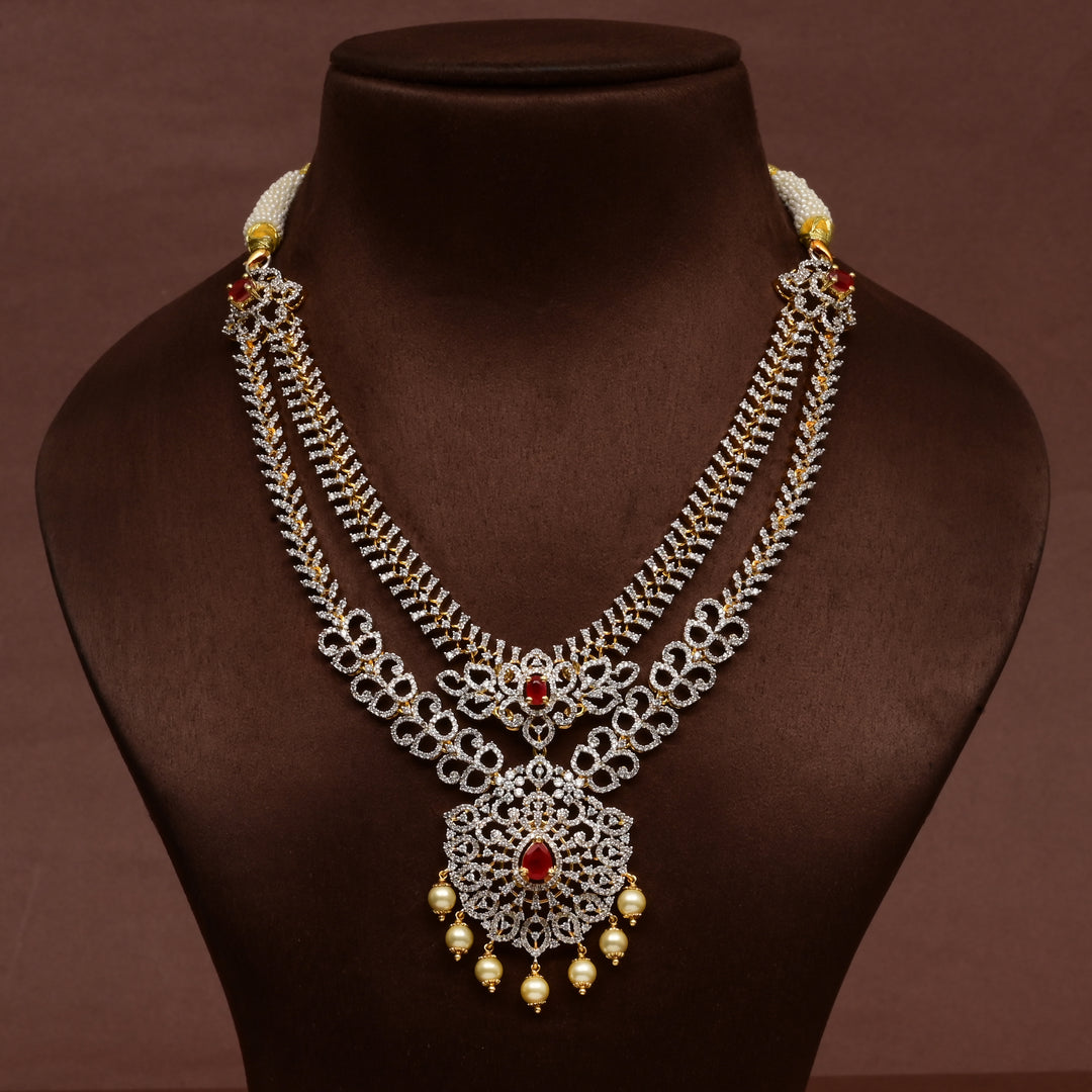 Hriday collection of 92.5 silver short necklace with CZ stones, intricate  design for bridal and festive wear by Sri fine jewellery, Hyderabad.
(https://www.srifinejewellery.com)