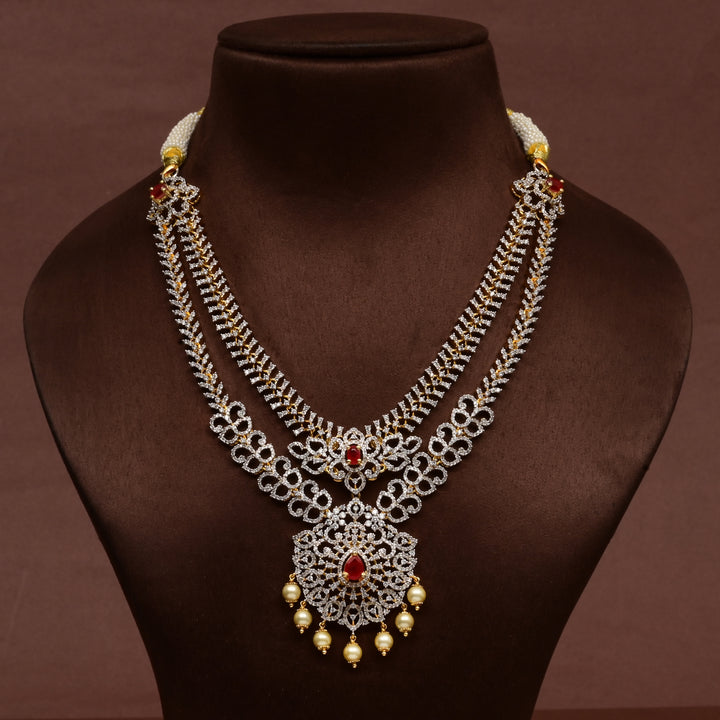 Hriday collection of 92.5 silver short necklace with CZ stones, intricate  design for bridal and festive wear by Sri fine jewellery, Hyderabad.
(https://www.srifinejewellery.com)
