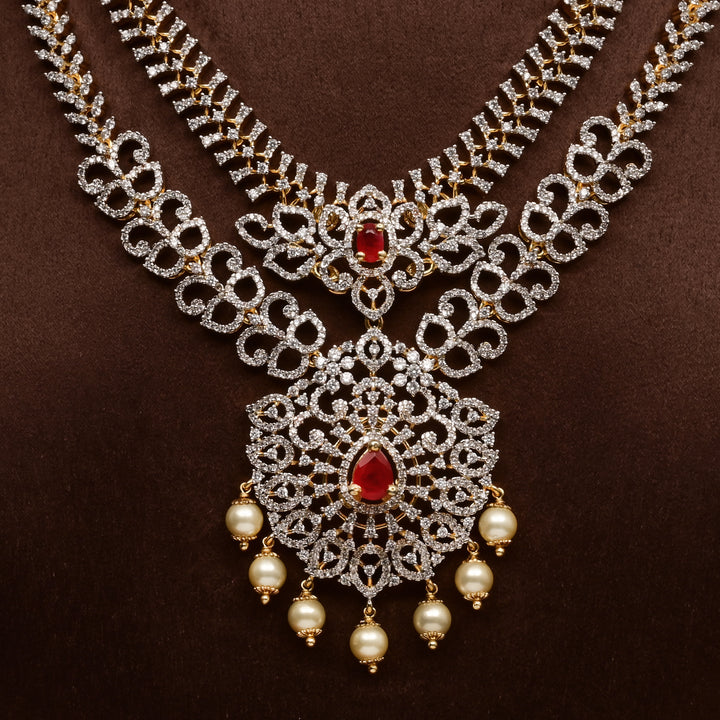 Hriday collection of 92.5 silver short necklace with CZ stones, intricate  design for bridal and festive wear by Sri fine jewellery, Hyderabad.
(https://www.srifinejewellery.com)