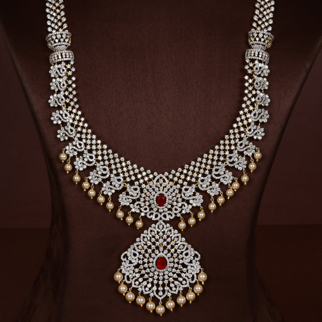 CZ Silver Ruby Necklace
