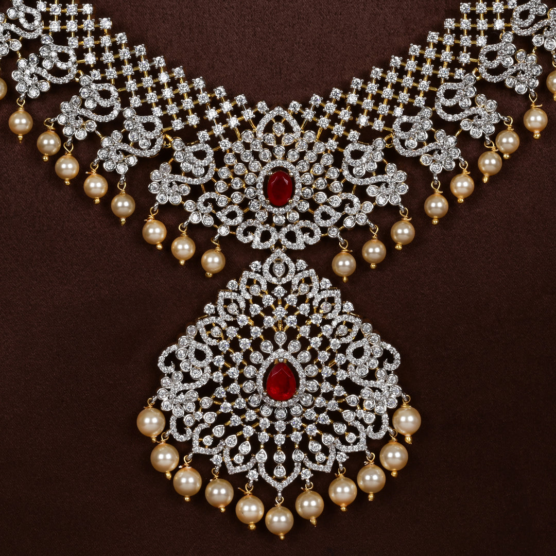 CZ Silver Ruby Necklace