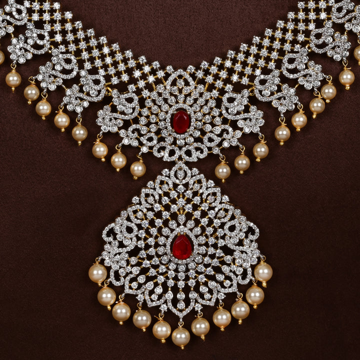 CZ Silver Ruby Necklace